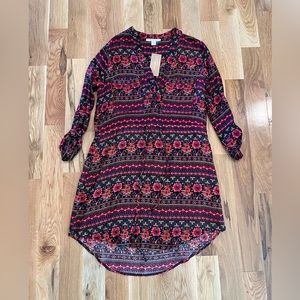 NWT Floral print shirt dress size medium